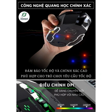 Chuột không dây X8 LED RGB, pin sạc, AUTO 4 mức DPI - Chơi game, Văn phòng, giá 179.000₫