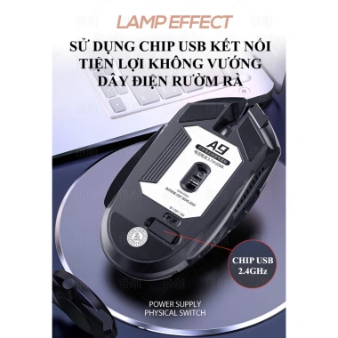 Chuột không dây YINDIAO A9 pin sạc, LED 7 màu, DPI 3.200, 4 mức, giảm giá 178k