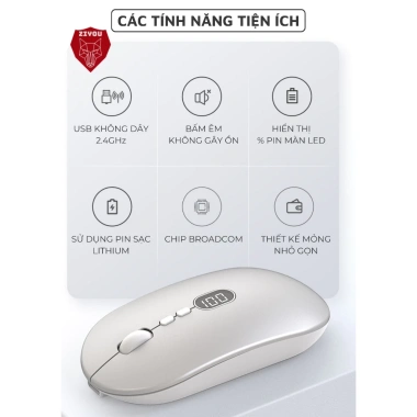 Chuột Không Dây Ziyou X1 LED - Thiết Kế Mỏng Nhẹ, Pin Sạc, Giá 199.000đ