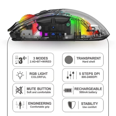 Chuột Led Không Dây Bluetooth Pin Sạc XYH20 Trong Suốt – Chống ồn, Đa kết nối, Giá 450k 6 Chuột Led Không Dây Bluetooth Pin Sạc XYH20 Trong Suốt – Chống ồn, Đa kết nối, Giá 450k 6