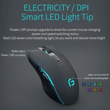 Chuột LED Không Dây GX9 Bluetooth 2.4G Pin Sạc Silent Click Chống Ồn cho Laptop - 240k