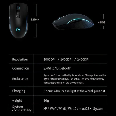 Chuột LED Không Dây GX9 Bluetooth 2.4G Pin Sạc Silent Click Chống Ồn cho Laptop - 240k