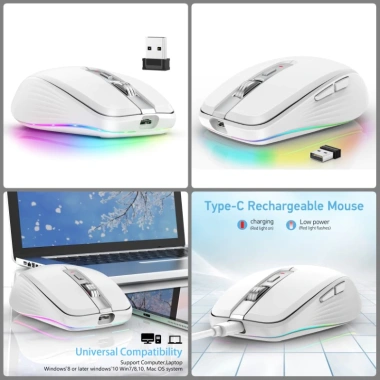 Chuột Led Không Dây M303 Bluetooth 5.0 USB 2.4G Pin sạc TypeC chống ồn, gọn nhẹ