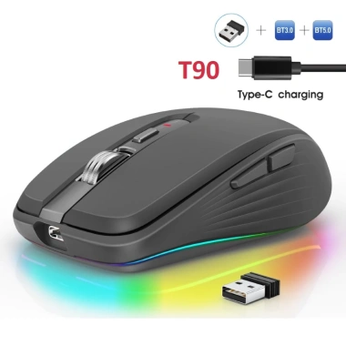 Chuột Led Không Dây M303 Bluetooth 5.0 USB 2.4G Pin sạc TypeC chống ồn, gọn nhẹ