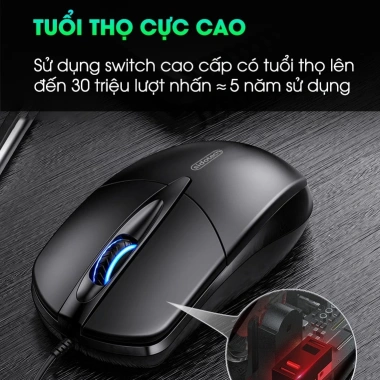 Chuột máy tính có dây SIDOTECH P20 Gaming Silent DPI 1.200, giá rẻ 93k, tắt âm, chống ồn cho laptop