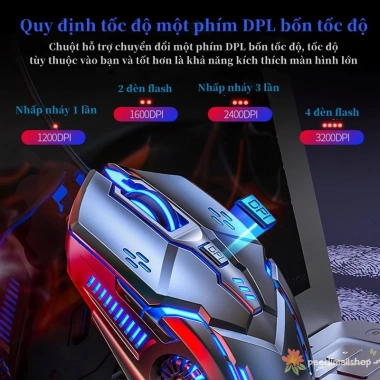 Chuột máy tính G5 LED 7 màu DPI 3.200 - Giá 62k, Siêu nhạy cho game và văn phòng