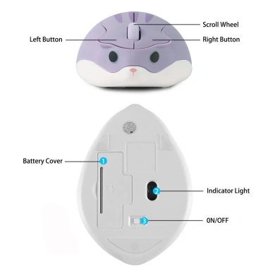 Chuột Quang Không Dây 2.4GHz 1.200dpi USB Hamster 3D Dễ Thương Giá 88.000đ