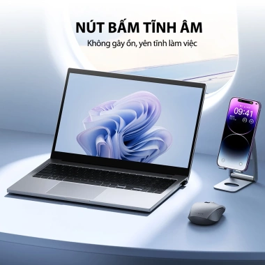 Chuột Quang Không Dây Tĩnh Âm ROBOT M370 3.200 DPI, Khoảng Cách 20m, Màu Hồng-Xám, Giá 159.000