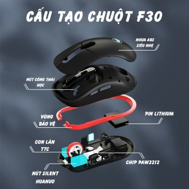 Chuột Silent Gaming Atas F30 Bluetooth 3 MODE - 50h liên tục - App Marco 212.000₫ 3