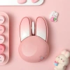 Chuột tai thỏ hồng Bluetooth không dây 2.4G Playrab, không tiếng ồn, màu hồng 7