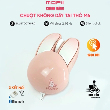 Chuột tai thỏ hồng Bluetooth không dây 2.4G Playrab, không tiếng ồn, màu hồng 10 Chuột tai thỏ hồng Bluetooth không dây 2.4G Playrab, không tiếng ồn, màu hồng 10