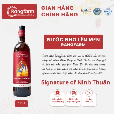 Cider Nho Đỏ Phan Rang 750ml - Nước Nho Lên Men Rangfarm Giá Ưu Đãi 180.000₫