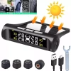 CISWGE 4 Cảm biến TPMS giám sát áp suất lốp LCD năng lượng mặt trời - Kiểm tra an ninh ô tô mới