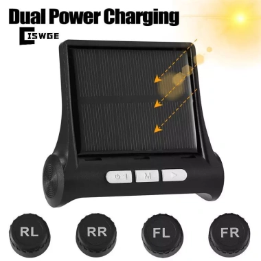 CISWGE 4 Cảm biến TPMS giám sát áp suất lốp LCD năng lượng mặt trời - Kiểm tra an ninh ô tô mới 3