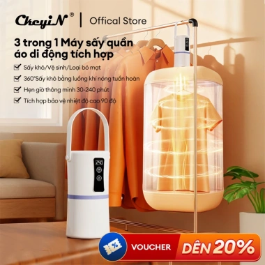 CkeyiN 3 in 1 máy sấy quần áo mini gấp gọn 360° sấy khí nóng, bảo vệ quá nhiệt JH018W - 281.000₫