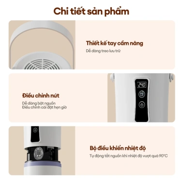 CkeyiN 3 in 1 máy sấy quần áo mini gấp gọn 360° sấy khí nóng, bảo vệ quá nhiệt JH018W - 281.000₫ 9