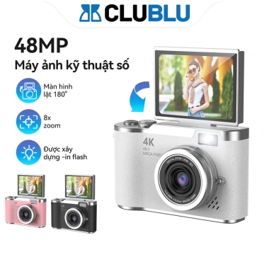 CLUBLU Máy Ảnh Mini Selfie 48MP HD Lật, Đèn LED, Giá 390.000 cho Học sinh