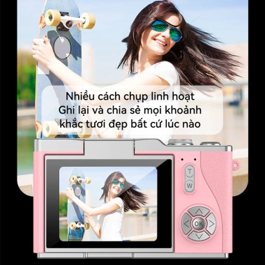 CLUBLU Máy Ảnh Mini Selfie 48MP HD Lật, Đèn LED, Giá 390.000 cho Học sinh