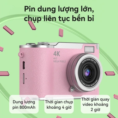 CLUBLU Máy Ảnh Mini Selfie 48MP HD Lật, Đèn LED, Giá 390.000 cho Học sinh