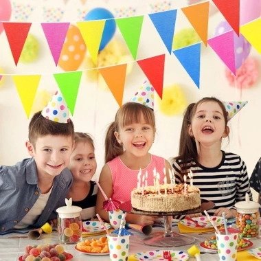 Cờ Bunting 80/100m Đa Màu - Biểu Ngữ Tam Giác DIY Trang Trí Tiệc Ngoài Trời 2