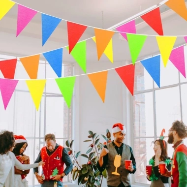 Cờ Bunting 80/100m Đa Màu - Biểu Ngữ Tam Giác DIY Trang Trí Tiệc Ngoài Trời 3