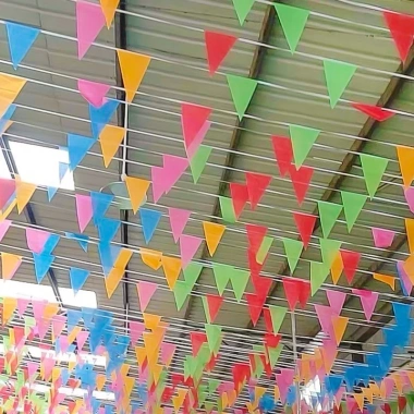 Cờ Bunting 80/100m Đa Màu - Biểu Ngữ Tam Giác DIY Trang Trí Tiệc Ngoài Trời 5