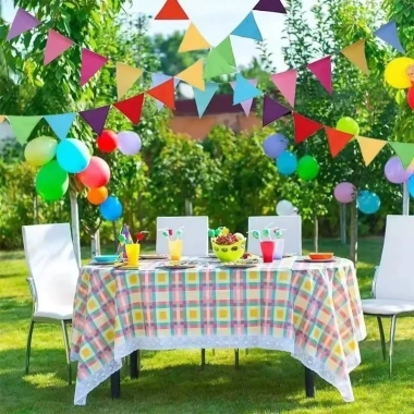 Cờ Bunting 80/100m Đa Màu - Biểu Ngữ Tam Giác DIY Trang Trí Tiệc Ngoài Trời 6