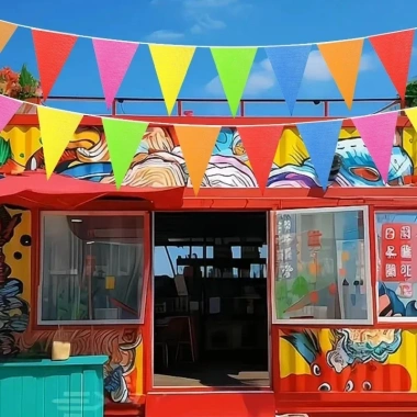 Cờ Bunting 80/100m Đa Màu - Biểu Ngữ Tam Giác DIY Trang Trí Tiệc Ngoài Trời 8