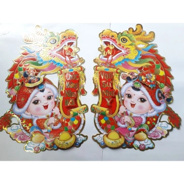Cô Cậu dán cửa 3D trang trí Tết - Đa kích thước 38‑60cm, giá ưu đãi 40.000 đồng (giá gốc 52.000 đồng) 8