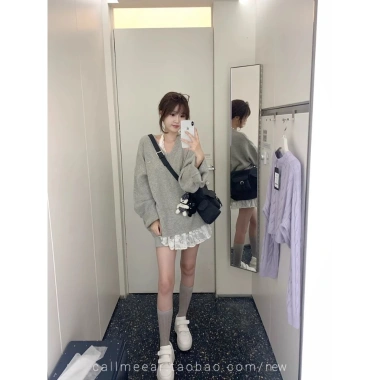 Cổ Chữ V Rời Áo Len Nữ Đầu Thu - Lười Dệt Kim Đẹp, Phong Cách Mới, Giá 151.826 VNĐ 6