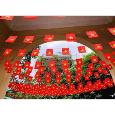 Cờ Dây Sao Đảng Việt Nam 10m Vải Phi Bóng Đẹp Bền Trang Trí Lễ Tết Khai Trương Diễu Hành 2 Cờ Dây Sao Đảng Việt Nam 10m Vải Phi Bóng Đẹp Bền Trang Trí Lễ Tết Khai Trương Diễu Hành 2
