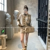 Cổ Đứng Ve Áo Len Dệt Kim - Set Áo Len & Half Dress Thời Trang Giá Ưu Đãi 135k
