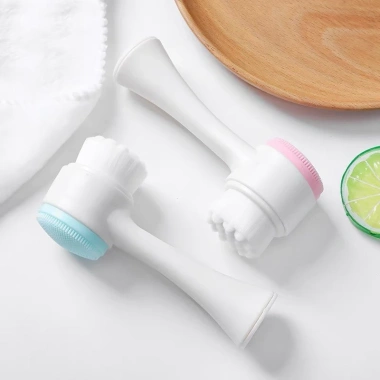 Cọ Massage Rửa Mặt Korea 2 Đầu 3D Gai Silicon - Mềm Mại, Làm Sạch Sâu, 25.800 VND