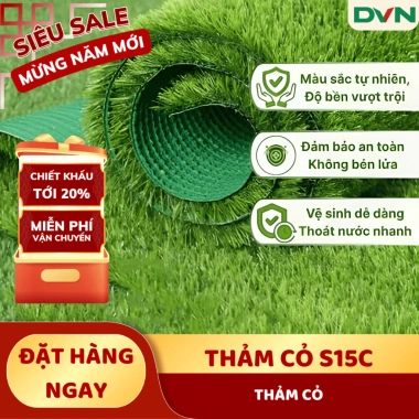 Cỏ Nhân Tạo S15C Đế Xanh Dày 2-3cm 15 Mũi - Thảm Cỏ Sân Vườn, Ban Công, Giá 150k