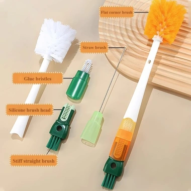 Cọ rửa cốc đa năng 5 trong 1 tháo rời, tay dài, màu cam‑xanh, 7×36cm – giá 30.770₫ 3