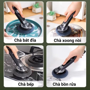 Cọ Rửa Nồi Cán Dài Đa Năng Có Bình Chứa Nước Rửa - Nhận Hàng Trước Tết Giá 56k 3
