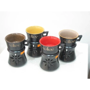 Cốc cà phê gốm Bát Tràng chân giữ nhiệt kèm bếp đốt sứ cao cấp - Giá chỉ 50.000đ