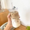 Cốc cà phê thủy tinh sọc 600ml có nắp & ống hút – Ly uống nước trong suốt, giá chỉ 59.400₫ 10