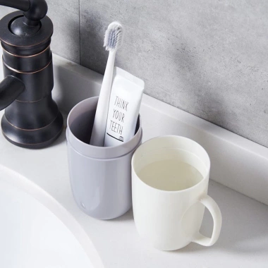Cốc đa chức năng đựng bàn chải & nước súc miệng du lịch, nắp kín, giao nhanh 4