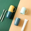Cốc đa chức năng đựng bàn chải & nước súc miệng du lịch, nắp kín, giao nhanh 6