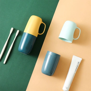 Cốc đa chức năng đựng bàn chải & nước súc miệng du lịch, nắp kín, giao nhanh 6