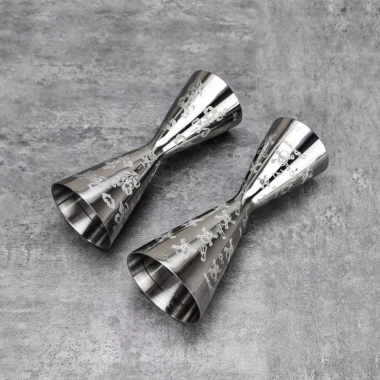 Cốc đo Cocktail FEDAOG 30/45ml Thép không gỉ Jigger - Họa tiết lá và đầu lâu, giảm giá 218.460₫
