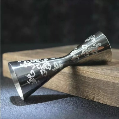Cốc đo Cocktail FEDAOG 30/45ml Thép không gỉ Jigger - Họa tiết lá và đầu lâu, giảm giá 218.460₫