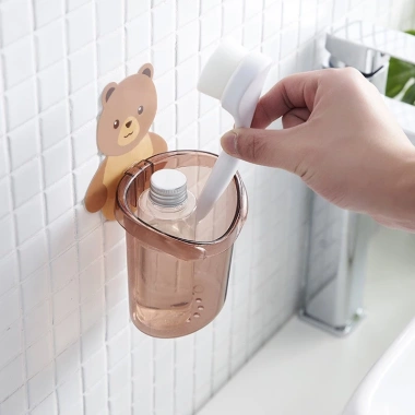 Cốc Đựng Đồ Dán Tường Hình Gấu cho Bàn Chải Đánh Răng Lỗ Thoát Nước Tiện Lợi