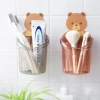 Cốc Đựng Đồ Dán Tường Hình Gấu cho Bàn Chải Đánh Răng Lỗ Thoát Nước Tiện Lợi 4
