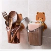 Cốc Đựng Đồ Dán Tường Hình Gấu cho Bàn Chải Đánh Răng Lỗ Thoát Nước Tiện Lợi 5