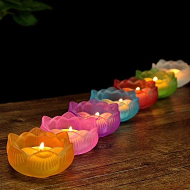 Cốc đựng nến hoa sen lưu ly miệng tròn - Đặt nến Phật giáo, giảm còn 35.000đ