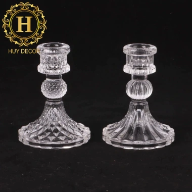 Cốc đựng nến thủy tinh cao 10cm Chân nến decor Huydecor giá ưu đãi 18.000₫