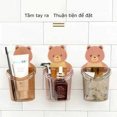 Cốc gấu dán tường đựng bàn chải & kem đánh răng - Nâu siêu đáng yêu, chỉ 22.000₫ 5
