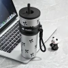 Cốc giữ nhiệt 700ml hình gấu trúc, nút bít, kèm móc khóa & túi đựng ly 6